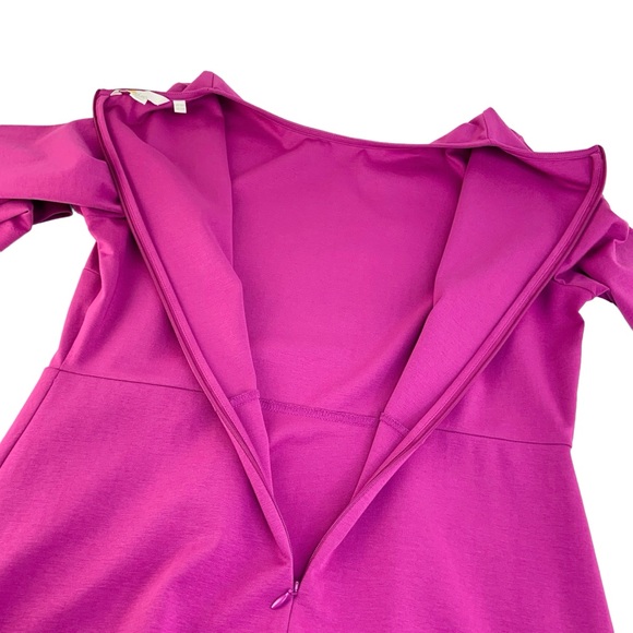 Boden Ruched Front Column Long Sleeve Midi Dress in Fuschia - Picture 6 of 8